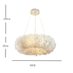 O'Moore Romantic Ring Feather/Metal Pendant Light, Natural Ostrich