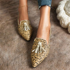 Orthopedic-Inspired Soft Suede Leopard Pointed Loafers