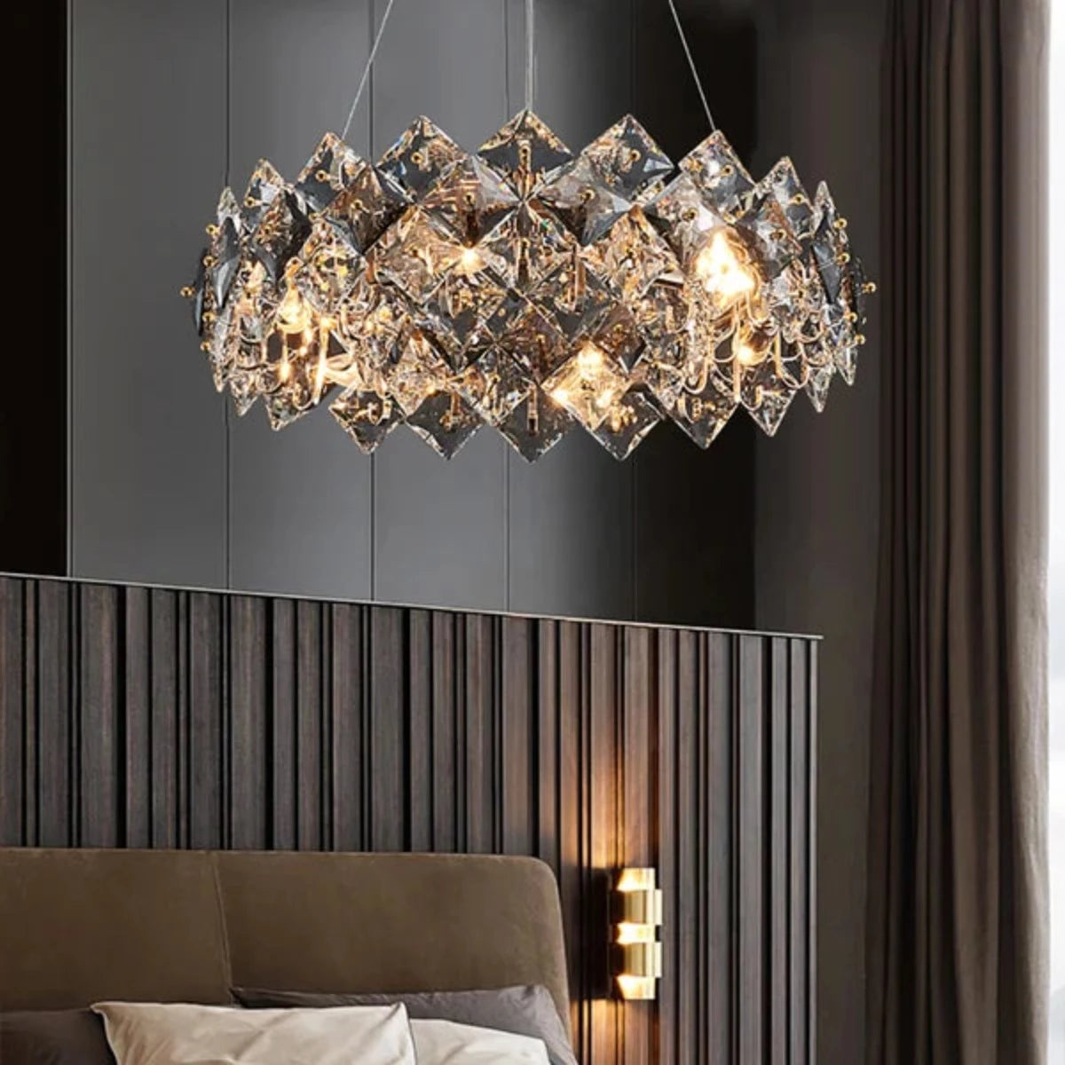Kristy Modern 6-Light Tiered Crystal Chandelier With Adjustable Cables