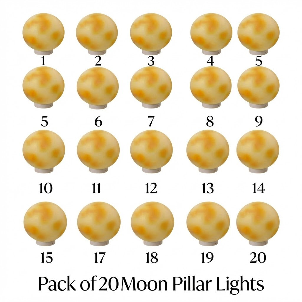 Moon-Shaped Outdoor Pillar Light LED Solar & Hardwired Driveway Garden — 8 to 16 Inch Sets