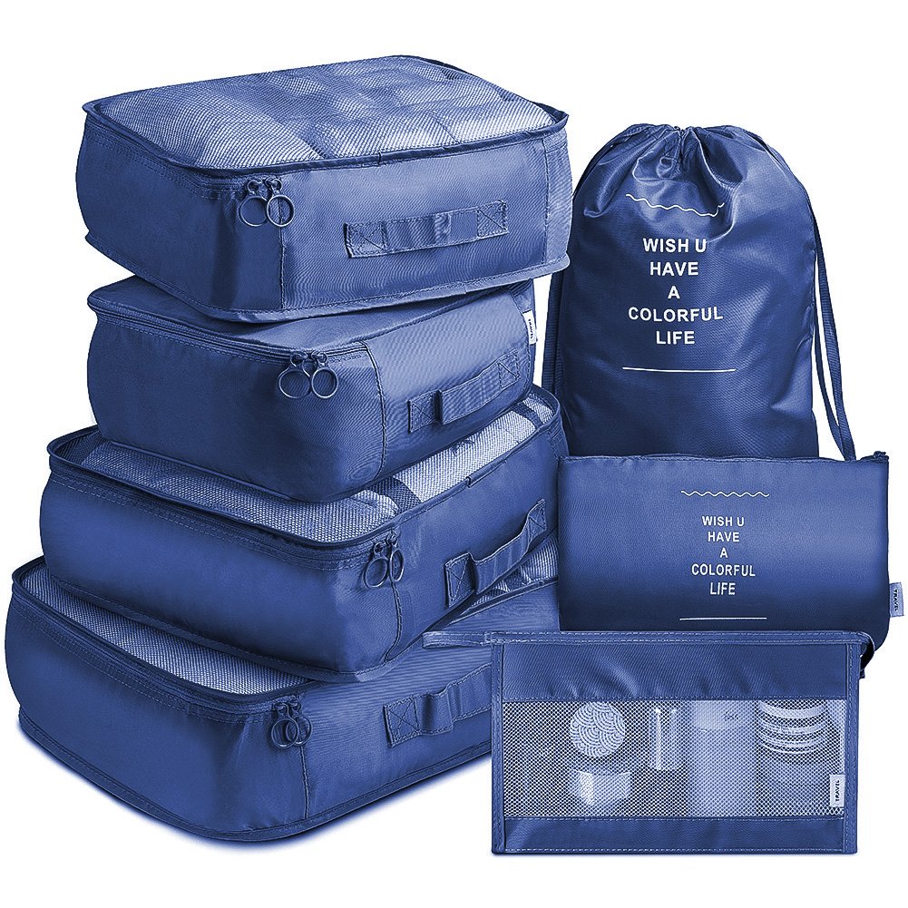 7-Piece Travel Packing Cubes Set – Suitcase Clothing Organizer Bags for Luggage, Mesh Packing Cubes & Travel Storage Bags