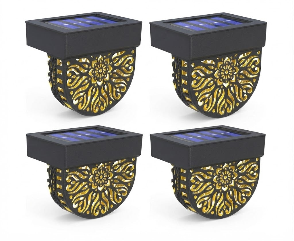 Solar Mandala Decorative Wall Light Metal Waterproof Outdoor Fence Garden — 1, 2 & 4-Pack