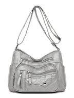 Leather Multi Pockets Adjustable Strap Shoulder Bag