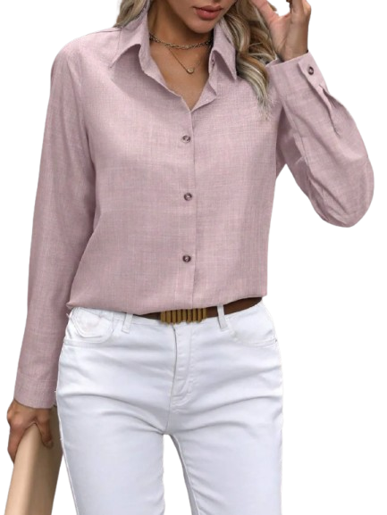 Elaine | Button Up Collared Neck Long Sleeve Shirt