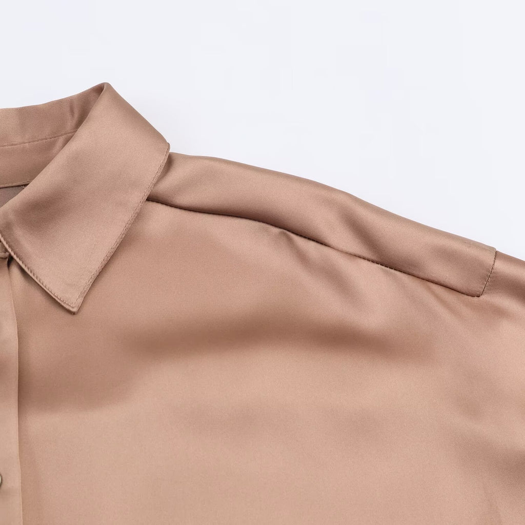 Amazirhub | Elegant Silk Blouse Shirt – Off-Shoulder Long Sleeve Top