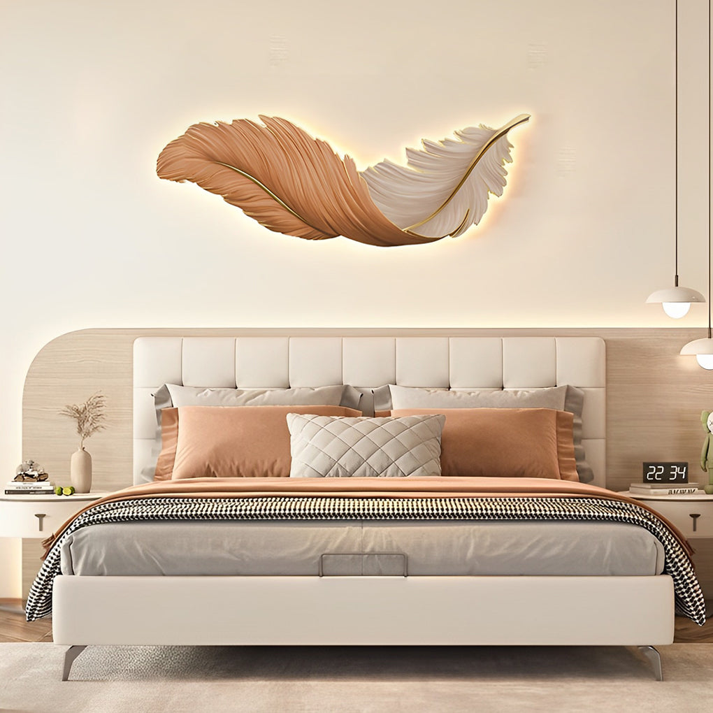 Feather Wall Lamp USB DC5V Remote Control LED Art Deco Bedroom Living Room