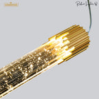 Crystal Radiance LED Bar Pendant Light Bedroom Kitchen Island Hallway — Gold Black Warm Cool