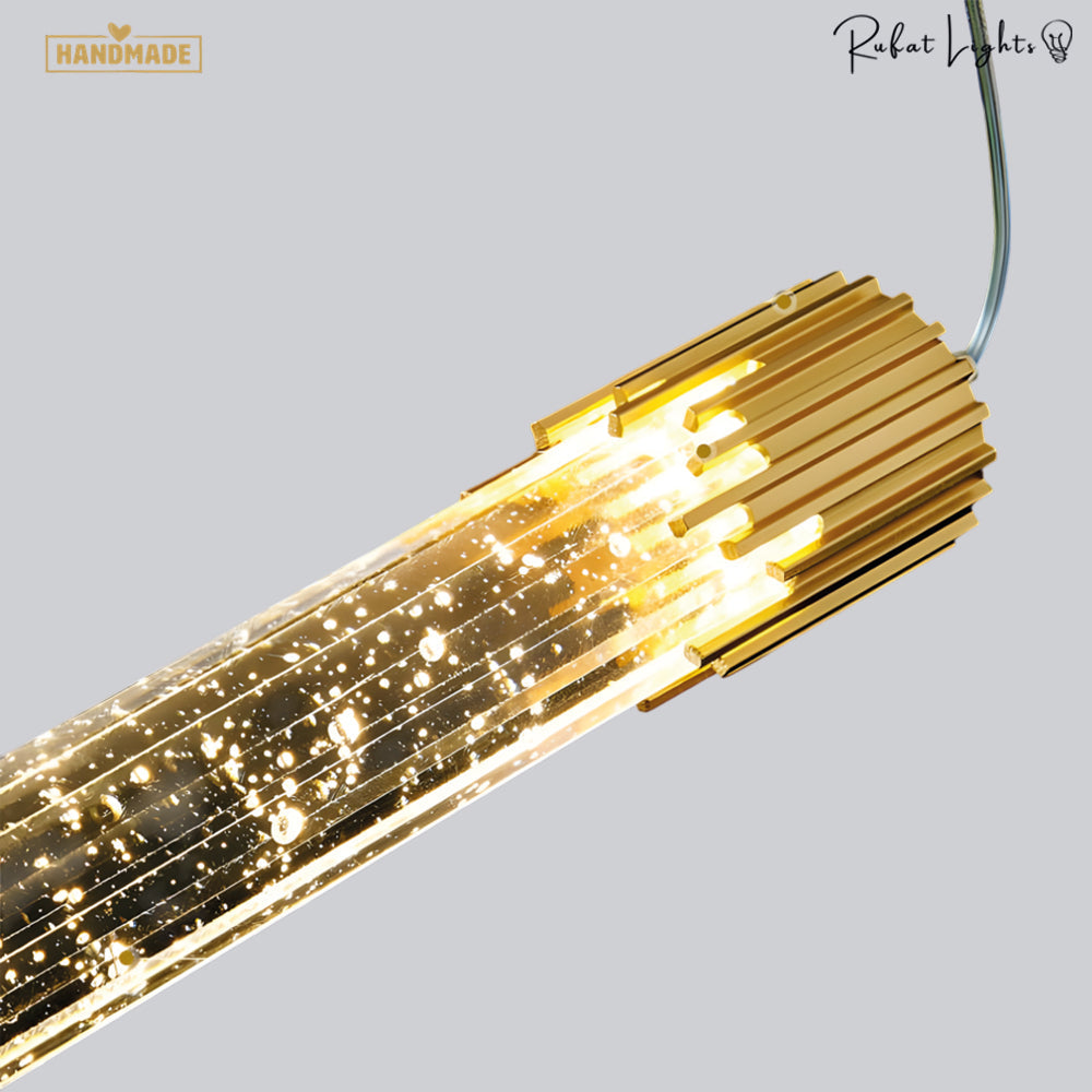 Crystal Radiance LED Bar Pendant Light Bedroom Kitchen Island Hallway — Gold Black Warm Cool