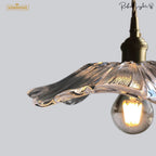 Vintage Floral Glass Pendant Light Height Adjustable Dining Room Bedroom — Purple Clear Gold Green