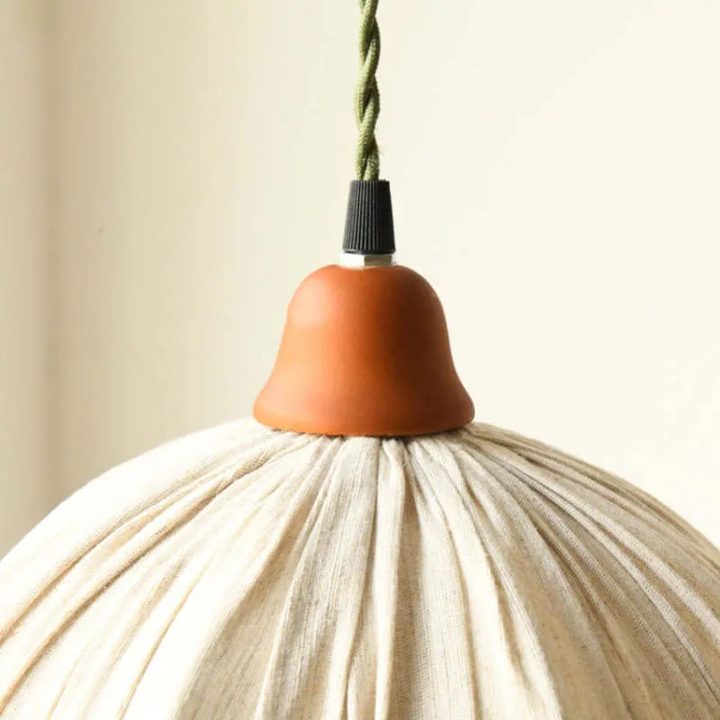 Haloa Vintage Pendant Light Beige, Fabric