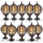 Outdoor Globe Pillar Light Retro Glass Copper Fence Post Hardwired — Black Bronze 7 to 15 Inch Sets