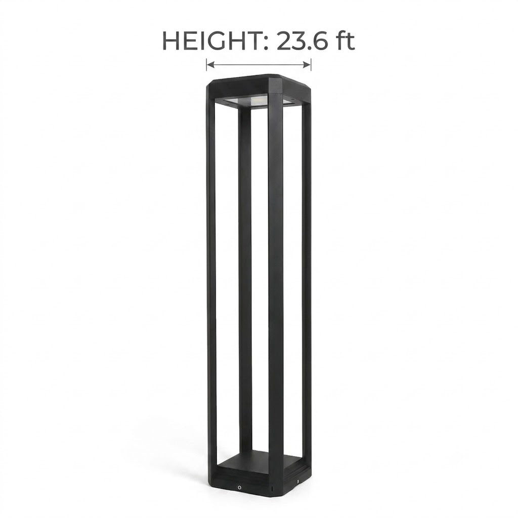 Modern Black Aluminum Solar Pathway Bollard Light IP65 Outdoor Garden Driveway — Singles to 8-Pack