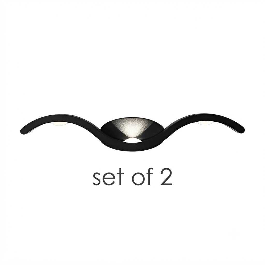 Wave Outdoor Wall Sconce Up-Down LED Aluminum IP65 Modern — Black White Sets of 2 to 8