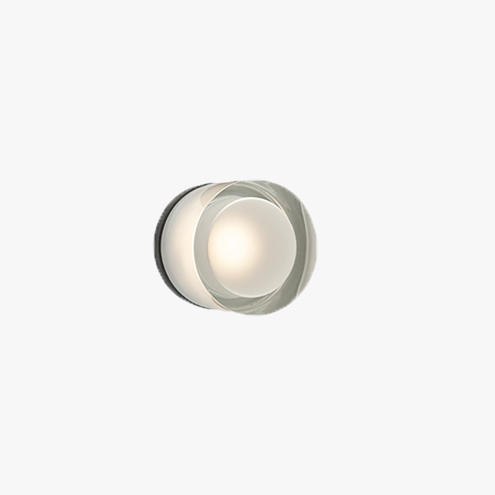 Ray Modern Mini Drum Outdoor Wall Light – Transparent Metal Design