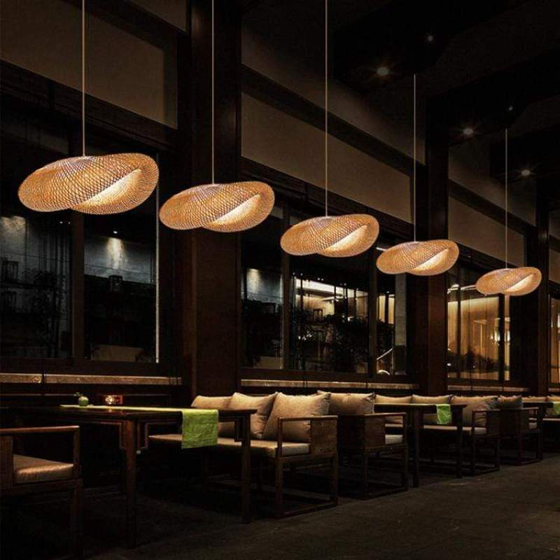 Rinwa Natural Pendant Light for Dining Room/Kitchen Island, Bamboo