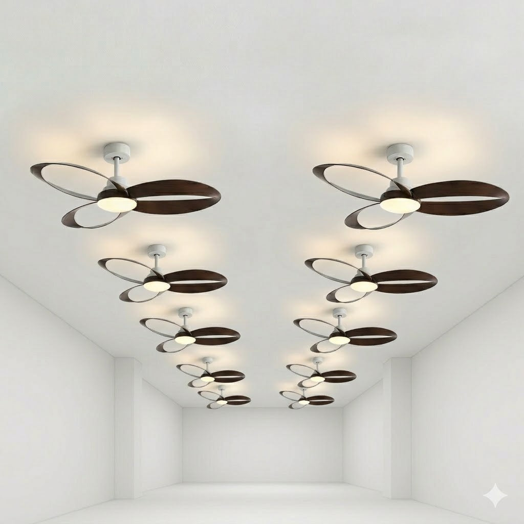 Modern Minimalist Geometric 6-Speed Ceiling Fan LED Light DC Motor Bedroom Living Room — 42 to 52 Inch