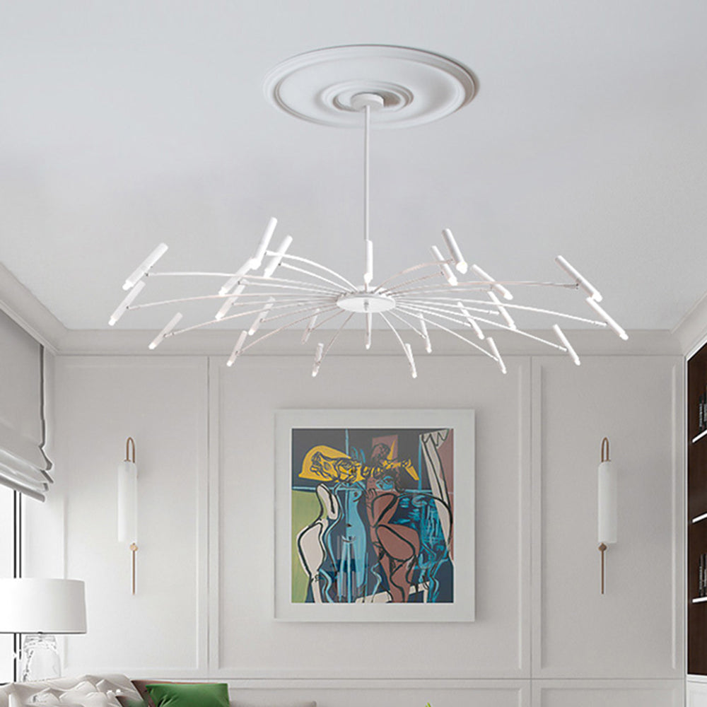 Arisha Modern Blown Linear Metal Multi-heads Chandelier