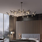 Arisha Modern Blown Linear Metal Multi-heads Chandelier