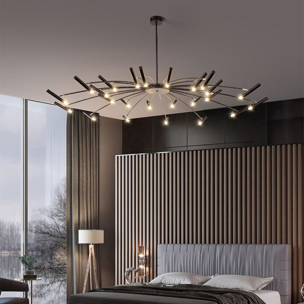Arisha Modern Blown Linear Metal Multi-heads Chandelier