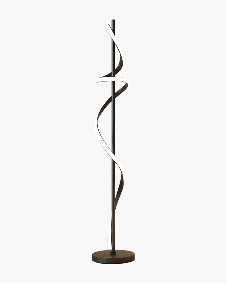 Dimmable Spiral Arc Floor Lamp Sculptural LED Warm White Living Room Bedroom — 3 Finish Options