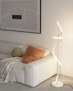 Dimmable Spiral Arc Floor Lamp Sculptural LED Warm White Living Room Bedroom — 3 Finish Options