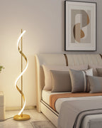 Dimmable Spiral Arc Floor Lamp Sculptural LED Warm White Living Room Bedroom — 3 Finish Options