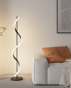 Dimmable Spiral Arc Floor Lamp Sculptural LED Warm White Living Room Bedroom — 3 Finish Options