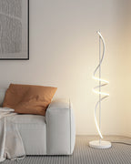 Dimmable Spiral Arc Floor Lamp Sculptural LED Warm White Living Room Bedroom — 3 Finish Options