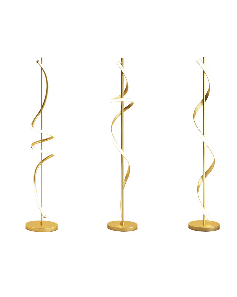 Dimmable Spiral Arc Floor Lamp Sculptural LED Warm White Living Room Bedroom — 3 Finish Options