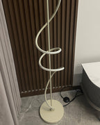 Dimmable Spiral Arc Floor Lamp Sculptural LED Warm White Living Room Bedroom — 3 Finish Options