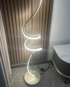 Dimmable Spiral Arc Floor Lamp Sculptural LED Warm White Living Room Bedroom — 3 Finish Options