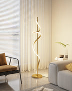 Dimmable Spiral Arc Floor Lamp Sculptural LED Warm White Living Room Bedroom — 3 Finish Options