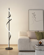 Dimmable Spiral Arc Floor Lamp Sculptural LED Warm White Living Room Bedroom — 3 Finish Options
