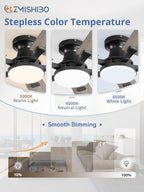 52-Inch Ceiling Fan with LED Light Dimmable App Remote Flush Mount Reversible DC Motor — Black Brown