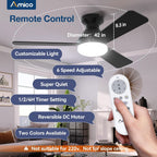 Flush Mount Ceiling Fan with LED Light 3CCT Dimmable Remote Indoor Outdoor Noiseless — 30 to 52 Inch