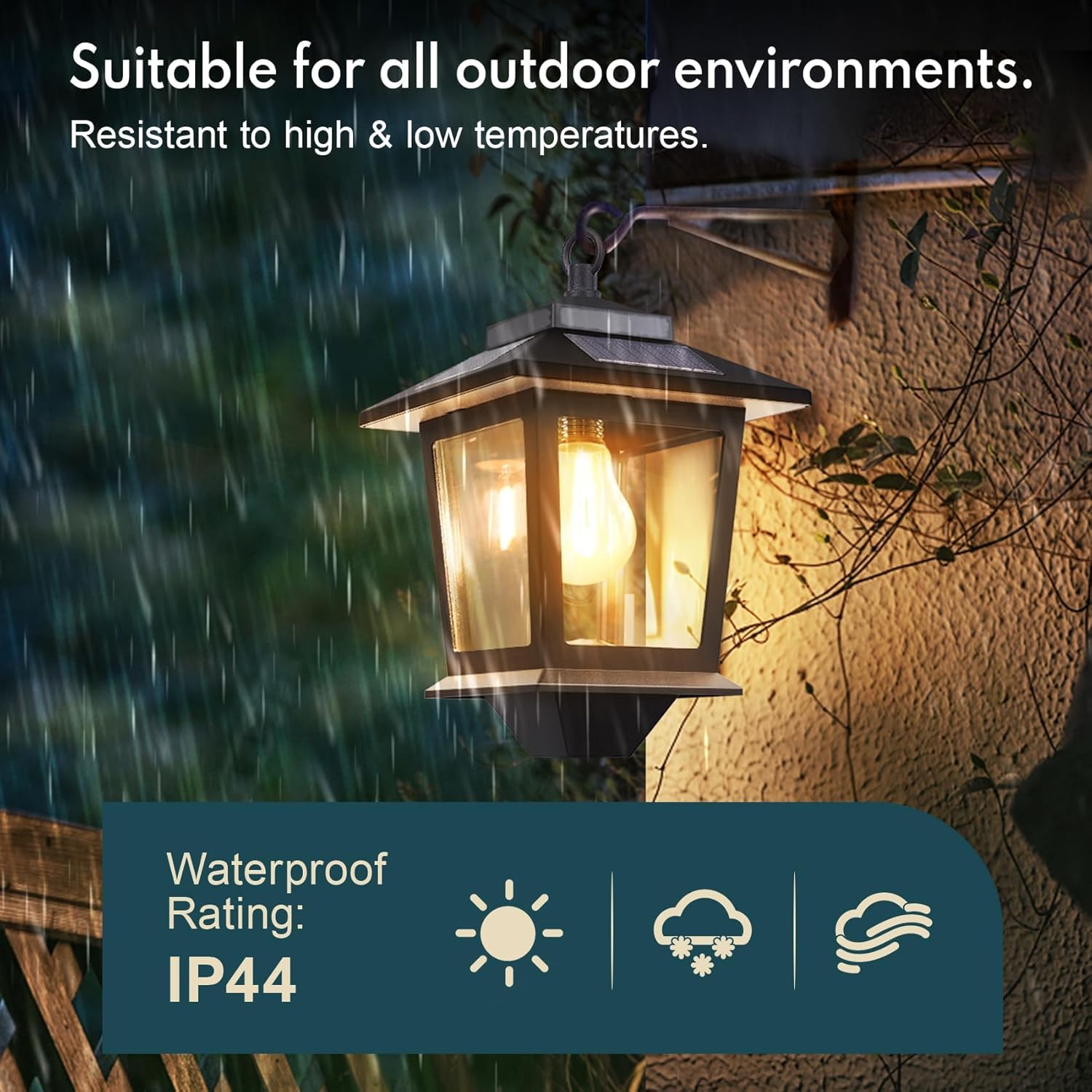 Solar dusk to dawn porch light warm amber outdoor wall lantern — 1-pack 2-pack 4-pack options