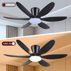 Low Profile Flush Mount Ceiling Fan with LED Light Dimmable Remote Noiseless Bedroom — 36 to 46 Inch
