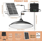 Solar shed garage pendant light indoor outdoor motion sensor IP65 — solar panel charging detail