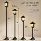 Solar post lantern driveway warm white waterproof outdoor — driveway entrance curb appeal
