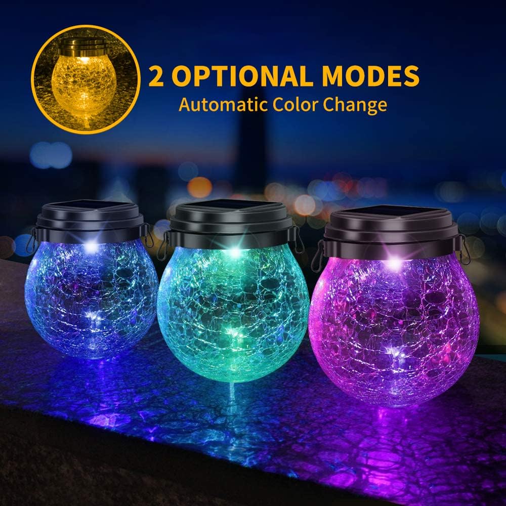 Solar hanging outdoor lantern warm amber LED waterproof decorative garden — 2, 4 and 6-pack