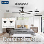 Smart WiFi Ceiling Fan with LED Light App Alexa Google Control 3CCT Dimmable 6-Speed DC Motor — 52 to 60 Inch