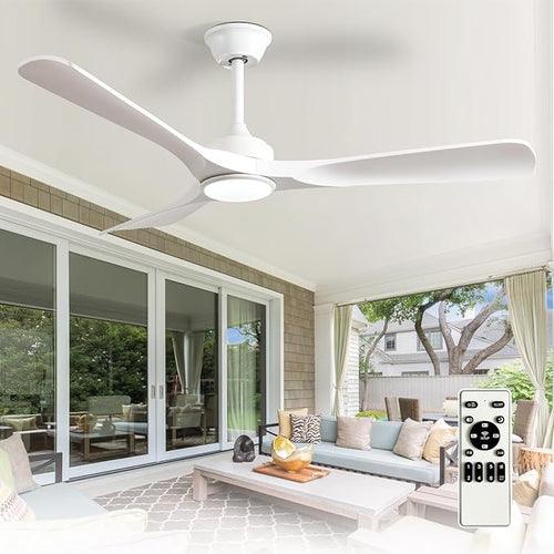 3-blade indoor outdoor ceiling fan LED dimmable remote IP44 patio gazebo — black white walnut 42 to 52 inch