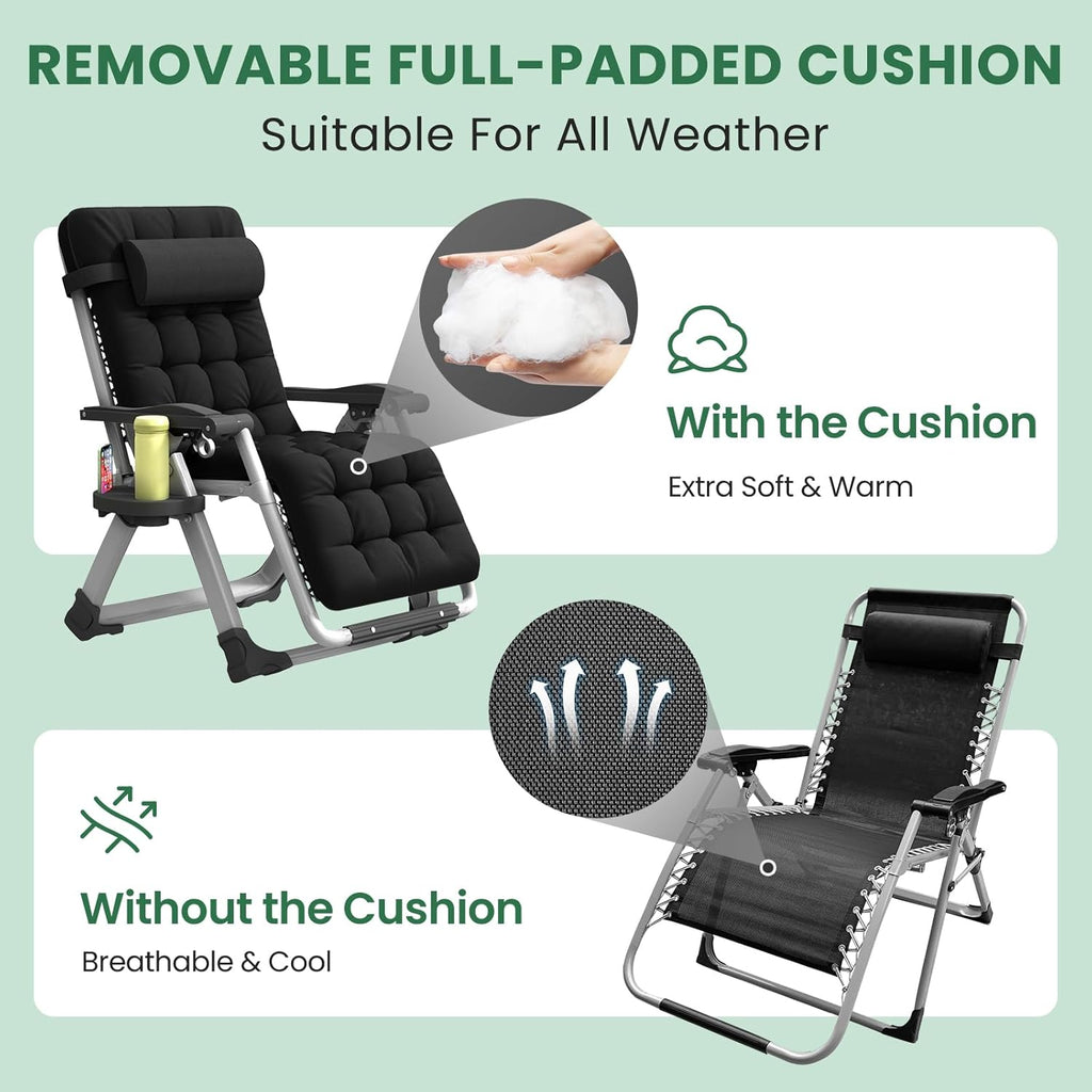 Reclining Outdoor Chair for Seniors – Adjustable Folding Lounger, Holds 500 LB