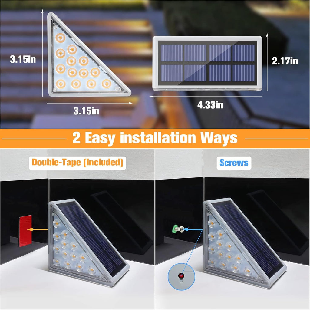Solar Recessed Stair Step Lights IP67 Outdoor Waterproof In-Ground — 4, 6, 8 & 12-Pack