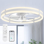 Small Flush Mount Ceiling Fan with LED Light 3000-6000K Dimmable Remote Fandelier Bedroom Kitchen — 20 to 24 Inch