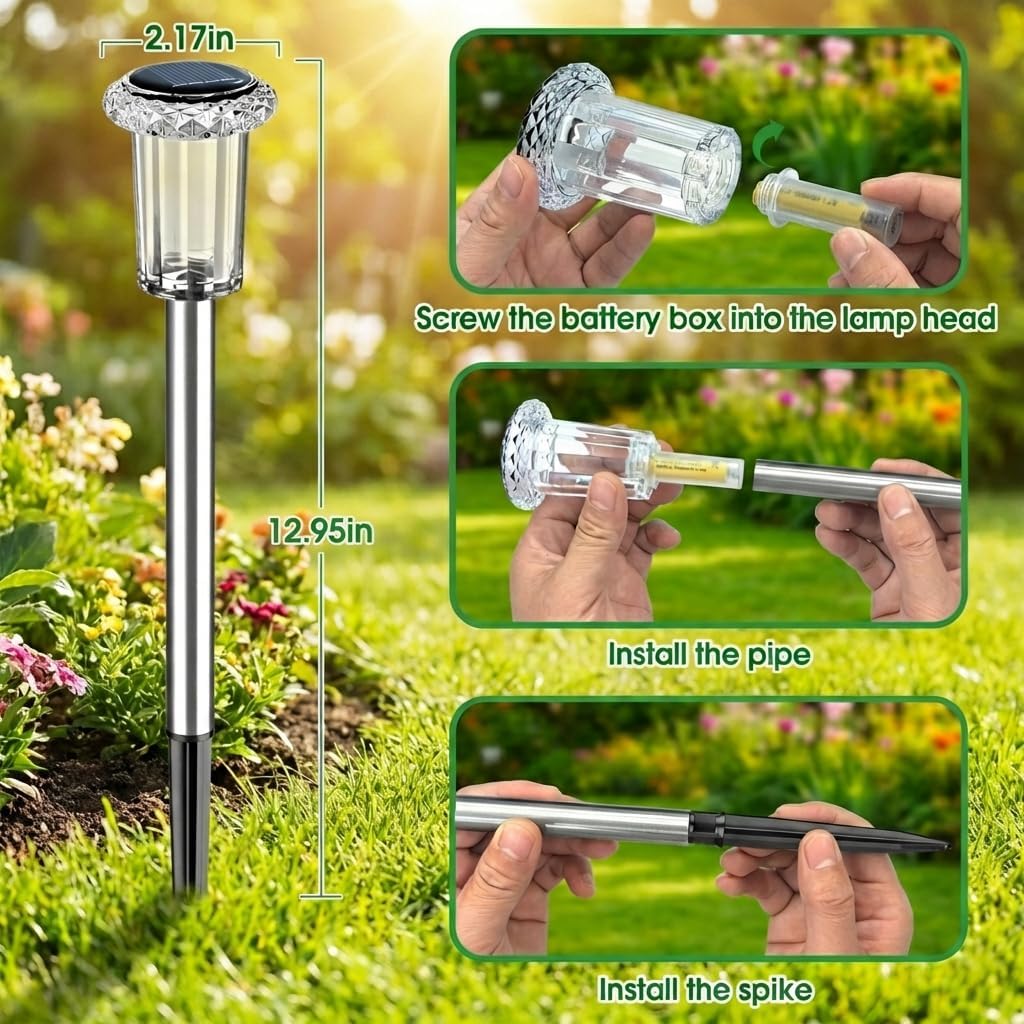 Solar Garden Stake Lights RGB Color Changing IP65 Outdoor Lawn Decorative — 8, 12 & 16-Pack