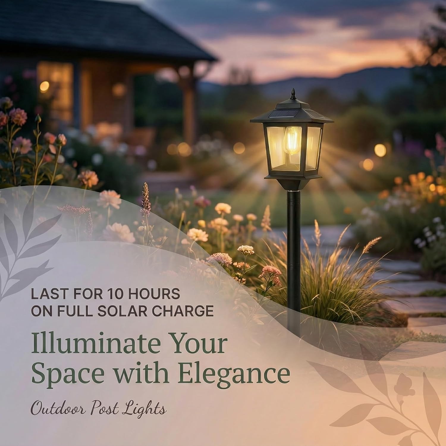 Solar post lantern driveway warm white waterproof outdoor curb appeal — lantern design close-up