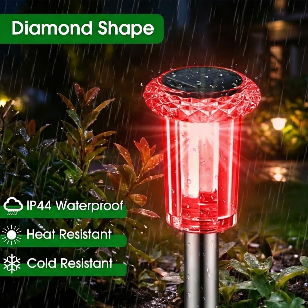 Solar garden stake lights RGB color changing outdoor lawn — 8-pack 12-pack 16-pack sets