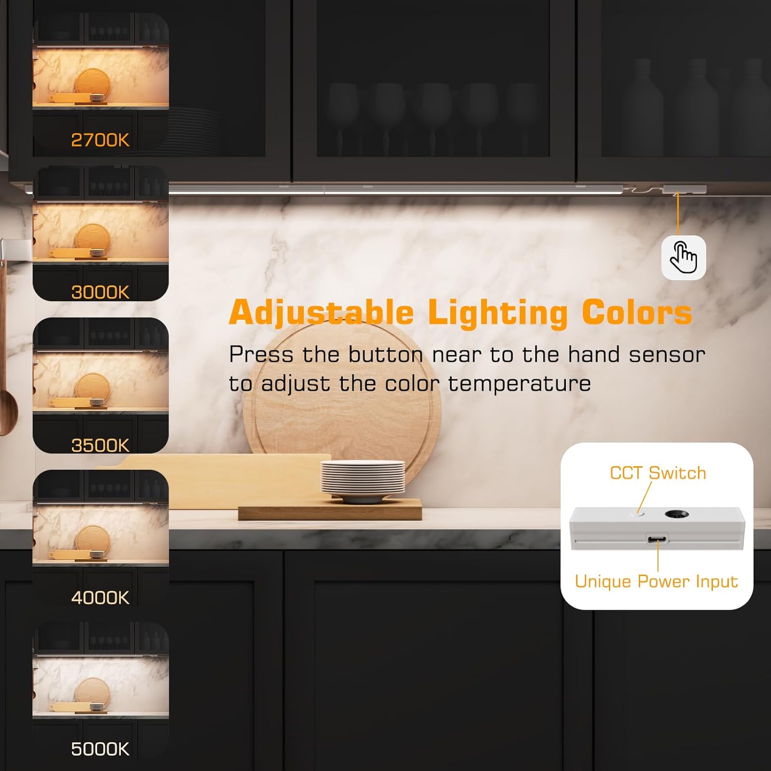 Wireless Under Cabinet LED Lighting Motion Sensor USB Rechargeable Kitchen Closet — 8 to 24 Inch