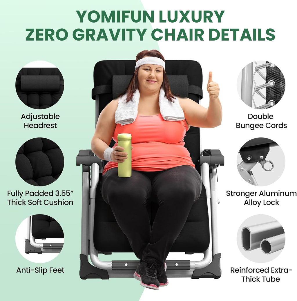 Reclining Outdoor Chair for Seniors – Adjustable Folding Lounger, Holds 500 LB